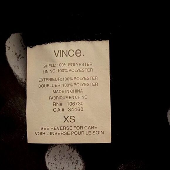 Vince. Dress Abstract Polka Dot Black & Gray Tie Detail Pockets Size XS - Picture 8 of 9